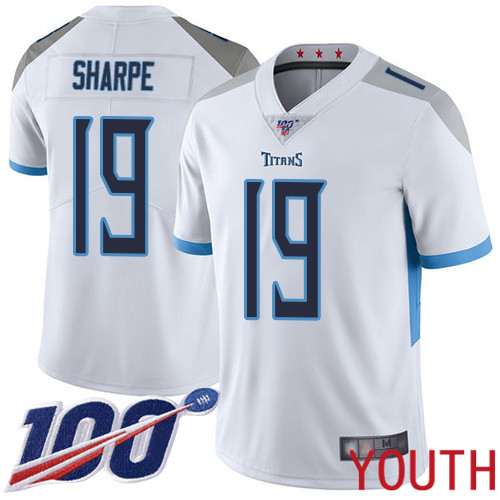 Tennessee Titans Limited White Youth Tajae Sharpe Road Jersey NFL Football #19 100th Season Vapor Untouchable